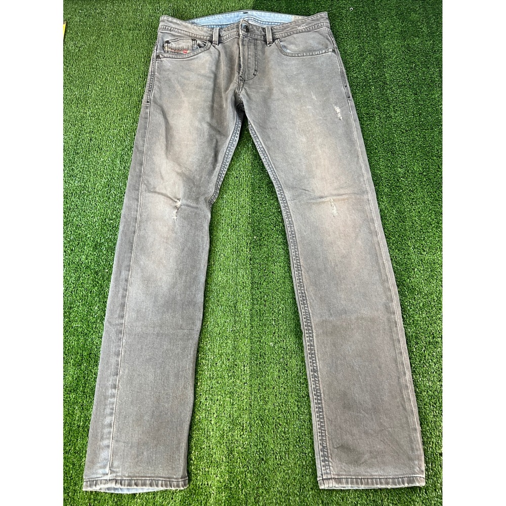 Diesel Thavar Slim Skinny Jeans Grey Wash 0824N Stretch Mens 31x30 Distressed